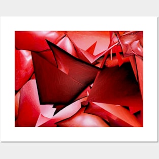 Geometric Shapes in Red Color Posters and Art